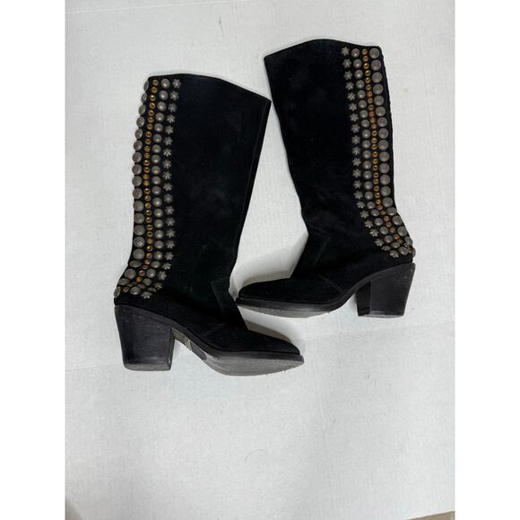 Sam Edelman Black Suede Studded Knee-High Boots – Women’s 7M - Picture 1 of 11